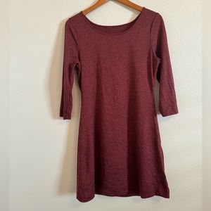 Patagonia Seabrook Dress Dark Red Heather 3/4 Sleeve Wrap Back Women's Small